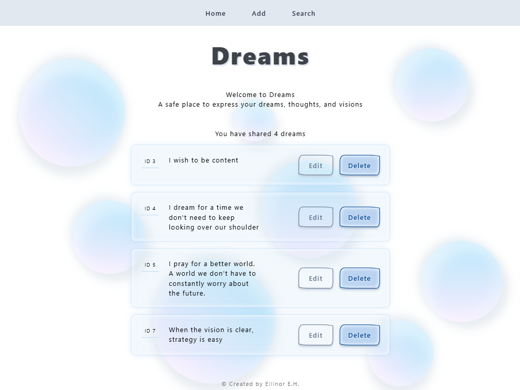 Dream website hompage