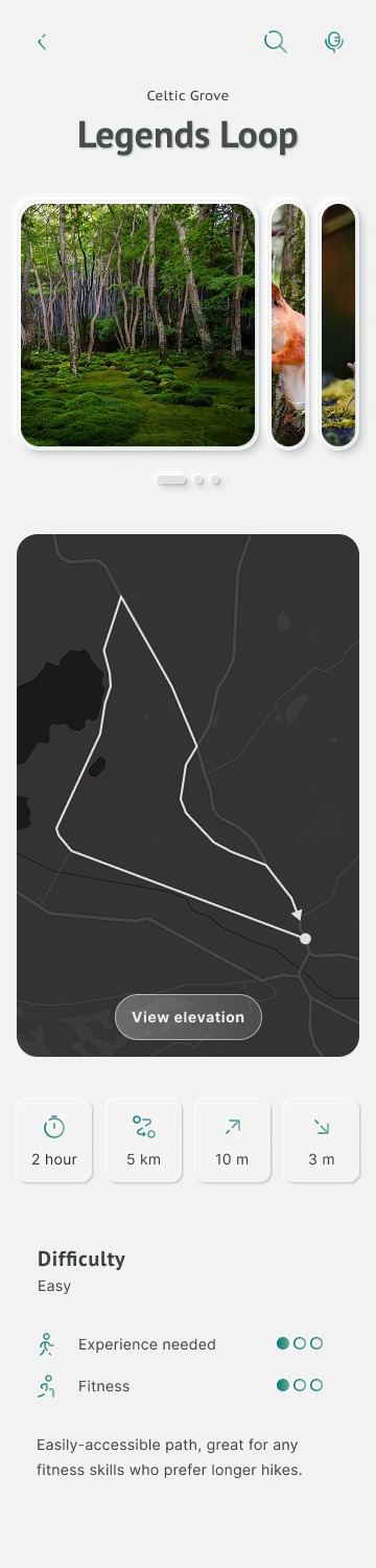 Hiking app's trail screen