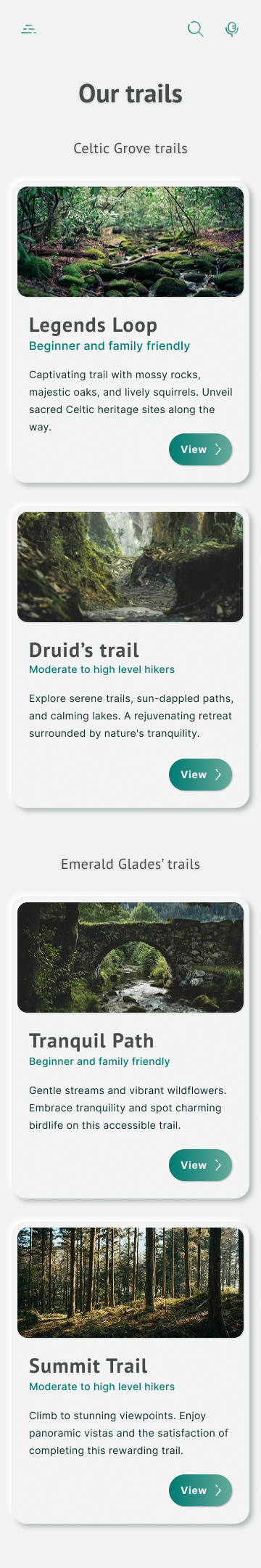 Hiking app's 'list' of trails